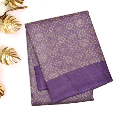 Lavender Tussar Silk Saree with Bhandhini Print Design