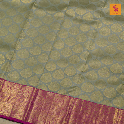 Light Green Kanchipuram Silk Saree with Creeper Design