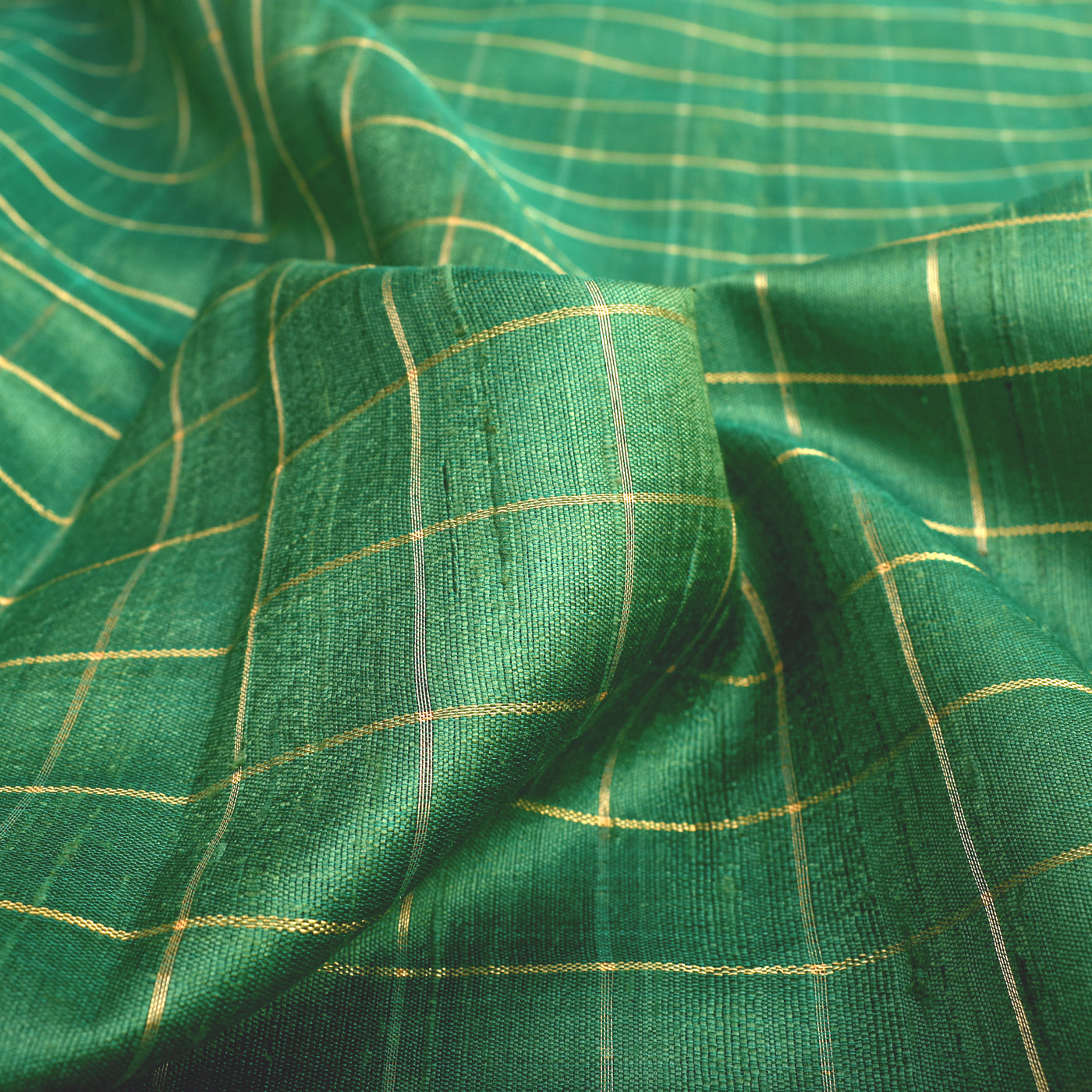 Forest Green Tussar Raw Silk Fabric
