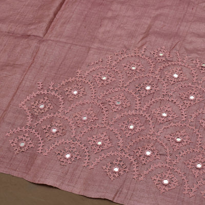 Onion Pink Tussar Kutch Work Blouse Fabric