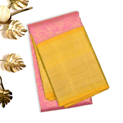 Lotus Pink Kanchipuram Silk Saree with Zari Creeper Design