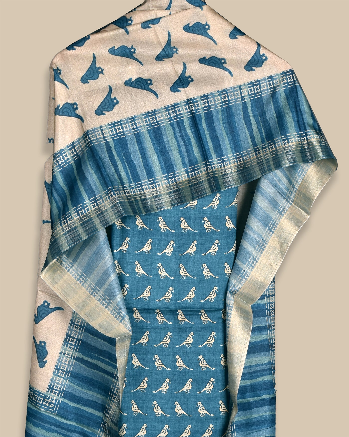Blue Birds Printed Chanderi Salwar