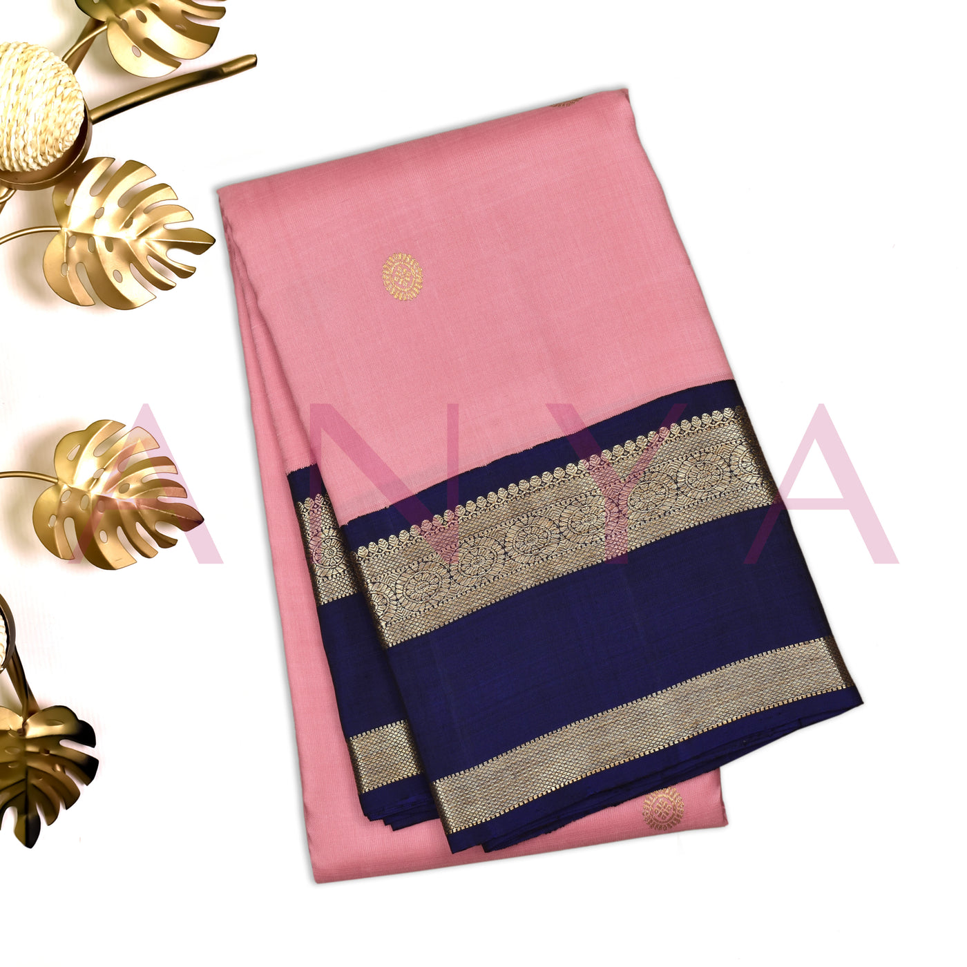 Pink Kanchipuram Silk Saree with Sakaram Butta Design