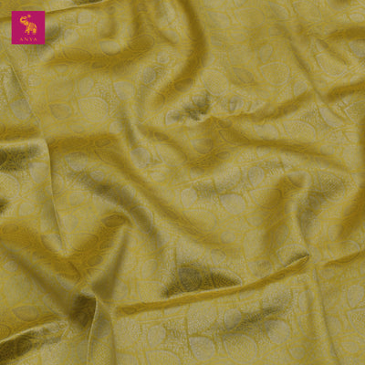 Oil Mustard Banarasi Silk Fabric with Flower Creeper Design