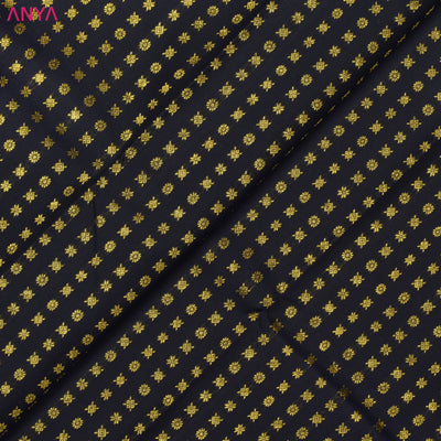 Black Kanchi Silk Fabric with Small Zari Butta Design