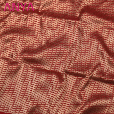 Red Banarasi Silk Fabric with Diamond Getti Zari Design