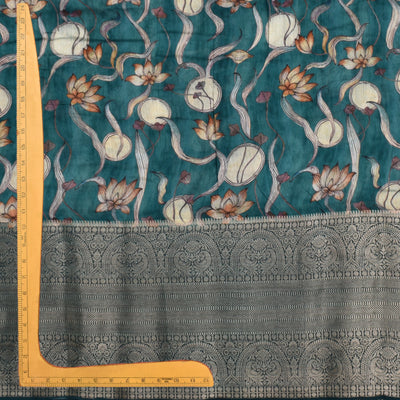 Peacock Blue Chanderi Fabric with Creeper Design