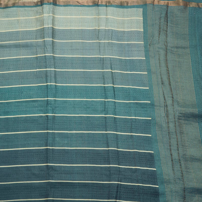 Grey Chanderi Saree with Kantha Work Design