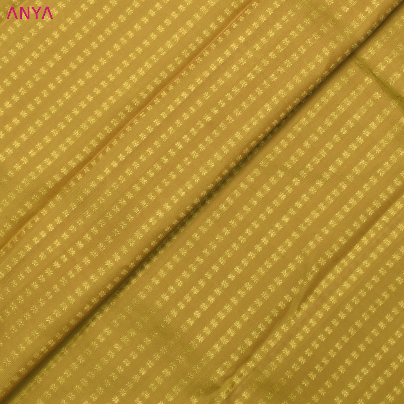 Oil Mustard Kanchi Silk Fabric with Star Butta Design