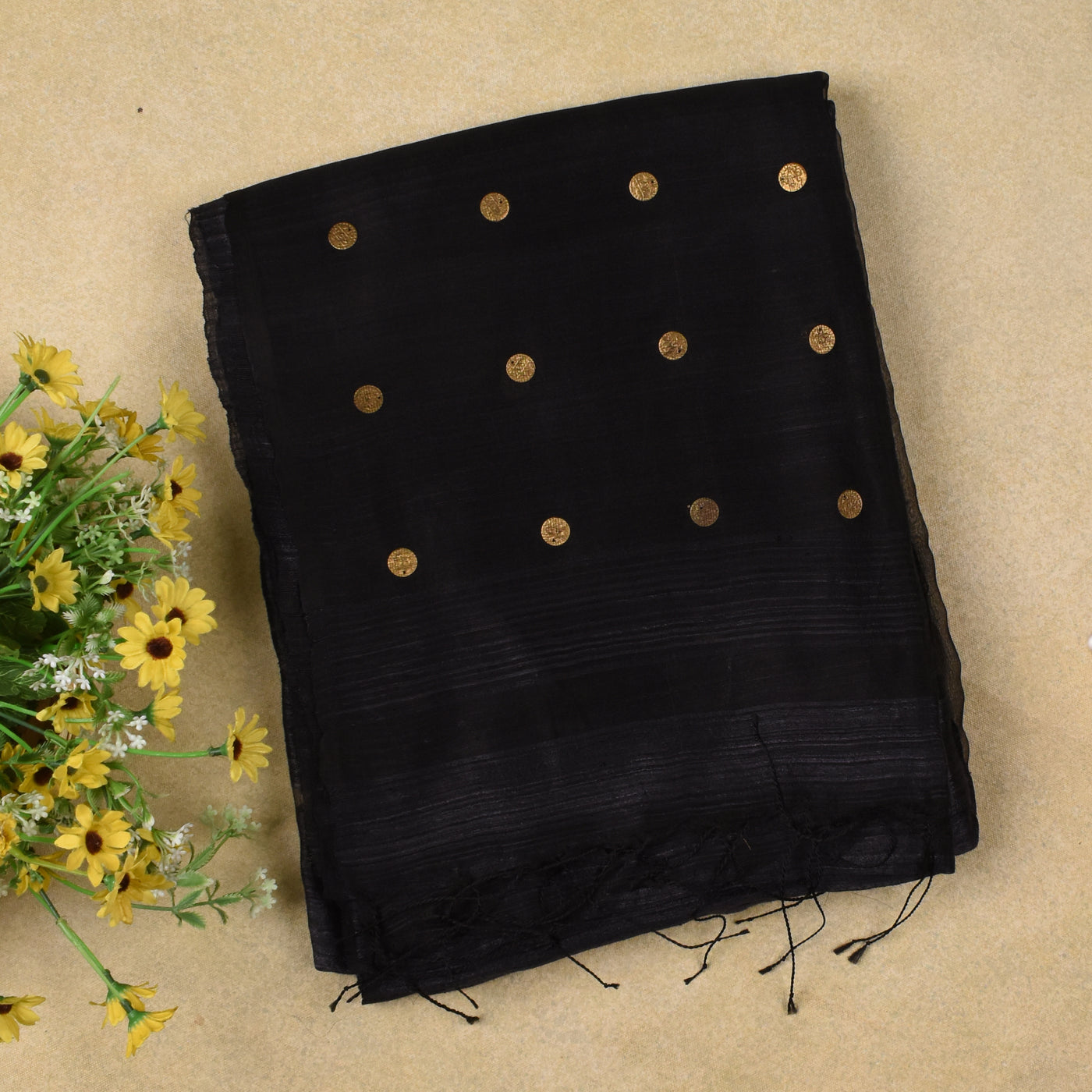 Black Bailu Coin Saree