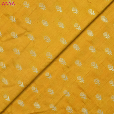 Oil Mustard Tussar Raw Silk Fabric with Flower Banarasi Butta Design