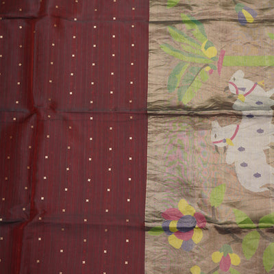 Maroon Tissue Sequins Saree with Paithani Pallu