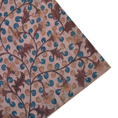 Ms Blue Pen Kalamkari Silk Saree with Dots and Stripes Design