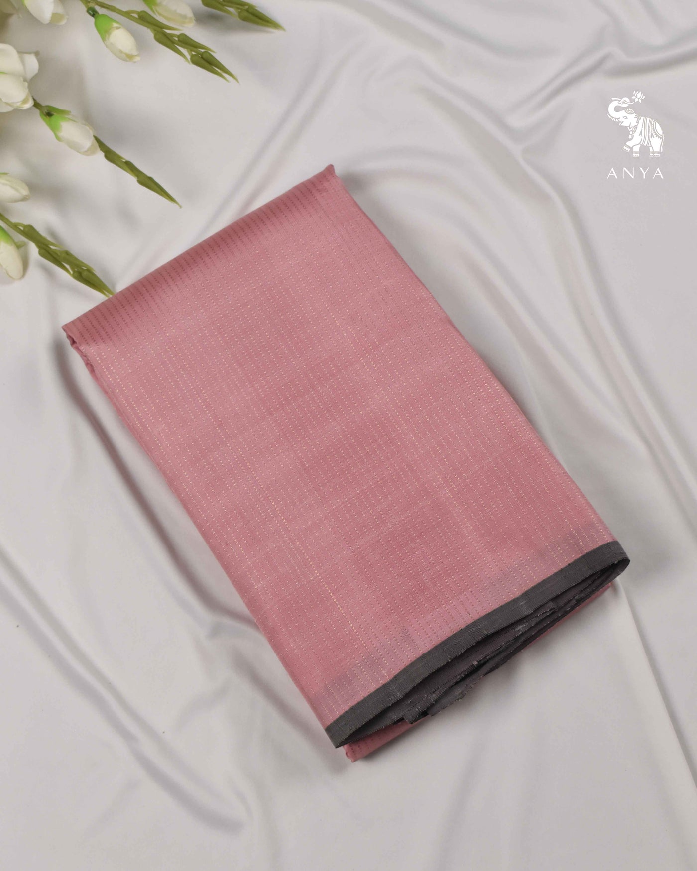 Onion Pink Kanchi Classic Saree with Vairaoosi Lines Design