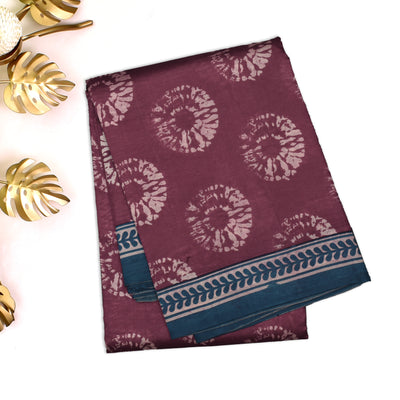 Wine Tussar Silk Saree with Printed Design