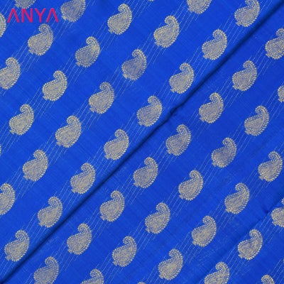 Royal Blue Kanchi Silk Fabric with Mango Butta Design