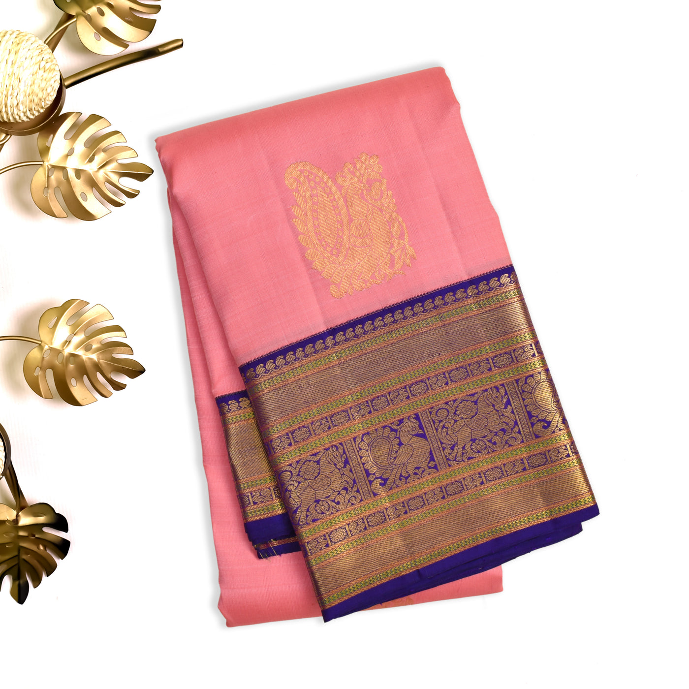 Pink Kanchipuram Silk Saree with Annam Butta Design