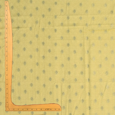 Lemon Yellow Banarasi Silk Fabric with Thread Zari Butta Design
