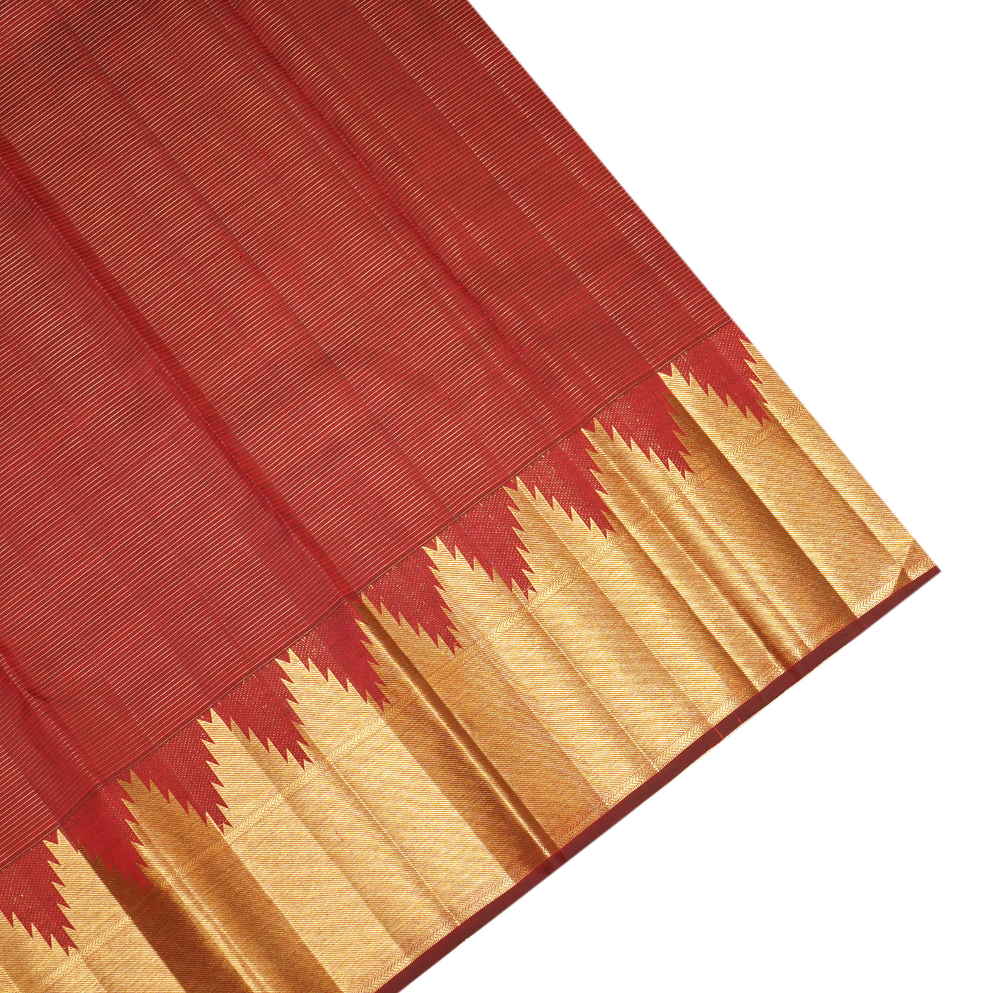 Maroon Kanchi Silk Saree with Zari Lines and Zari Butta Design