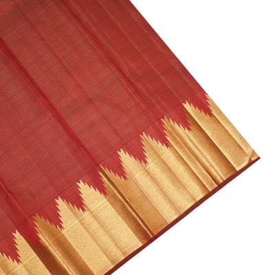 Maroon Kanchi Silk Saree with Zari Lines and Zari Butta Design