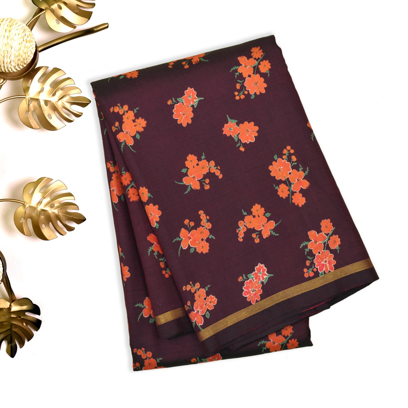 V Pakku Printed Kanchi Silk Saree with Floral Print Design
