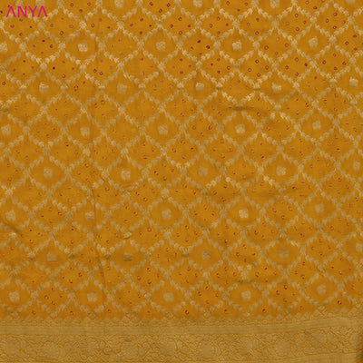 Mustard Bandhani Silk Fabric
