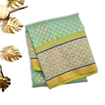 Sea Green Banarasi Silk Saree with Small Zari Butta Design