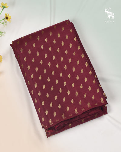V Pakku Kanchi Silk Fabric with Leaf Zari Butta Design