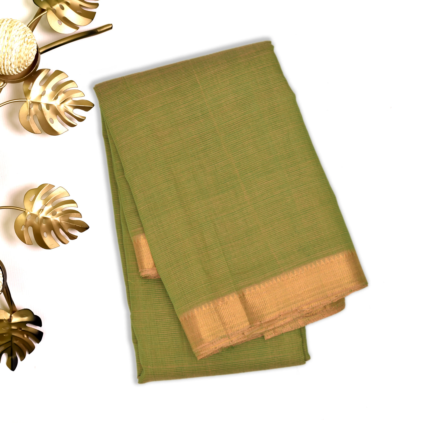 Mehandi Green Mangalagiri Cotton Saree