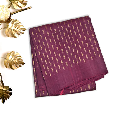 Brown Tussar Silk Saree with Gold Zari Butta Design