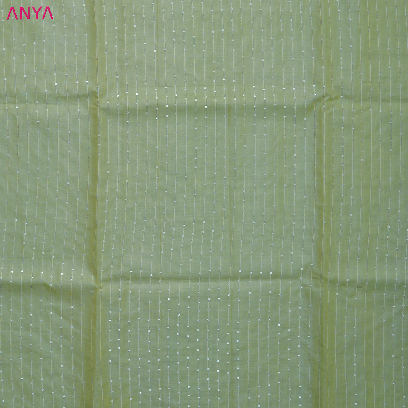 Apple Green Tussar Silk Fabric with Sequins Design