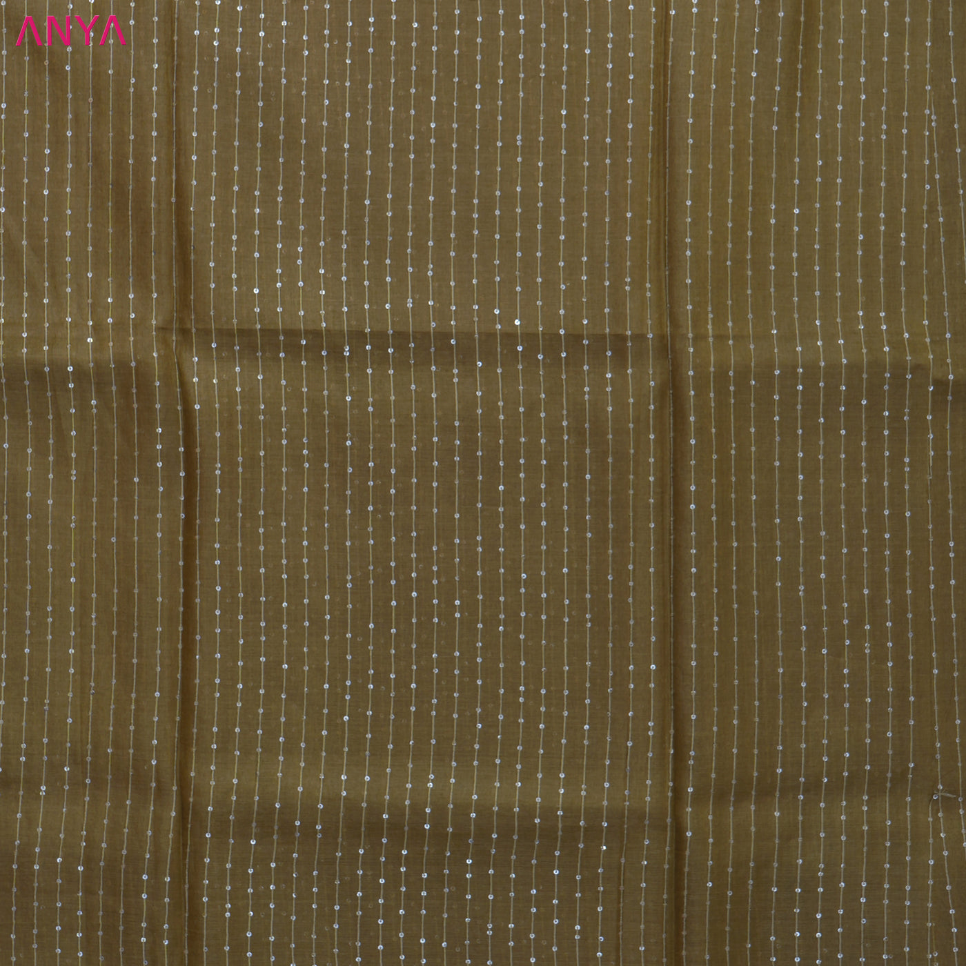 Brown Tussar Silk Fabric with Sequins Design