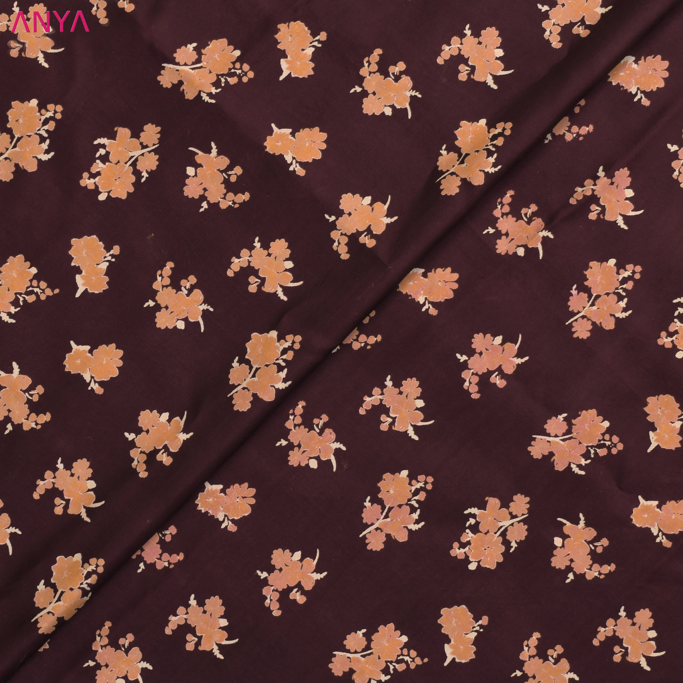 V Pakku Kanchi Discharge Printed Silk Fabric with Floral Design