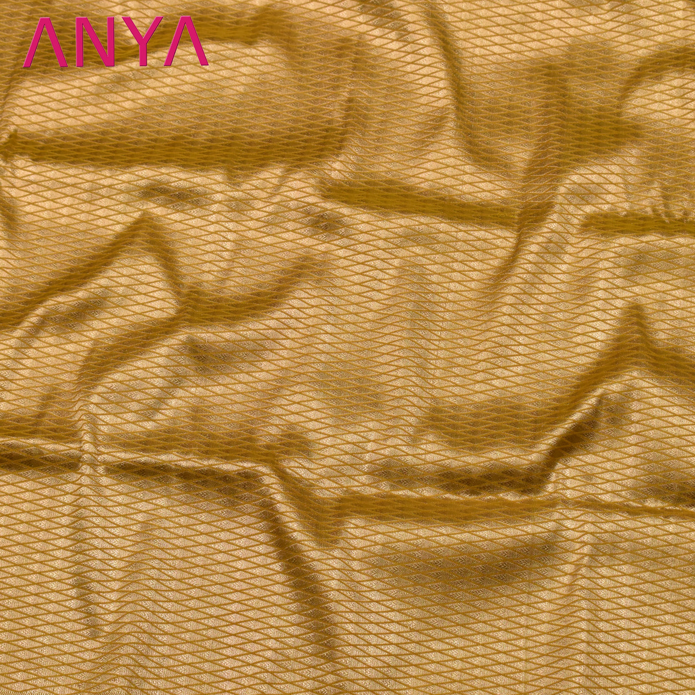 Mustard Banarasi Silk Fabric with Diamond Getti Zari Design