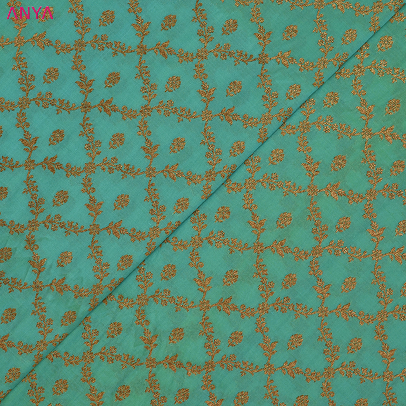 Rexona Blue Banarasi Silk Fabric with Creeper Design