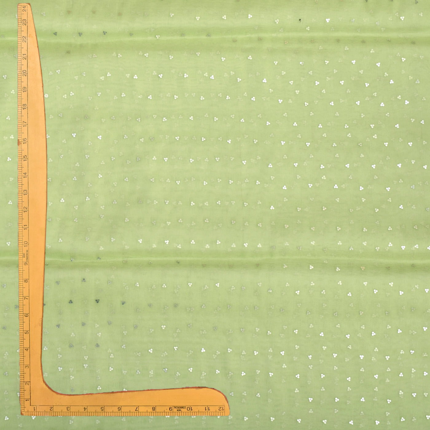 Light Green Bailu Fabric with Sequins Design