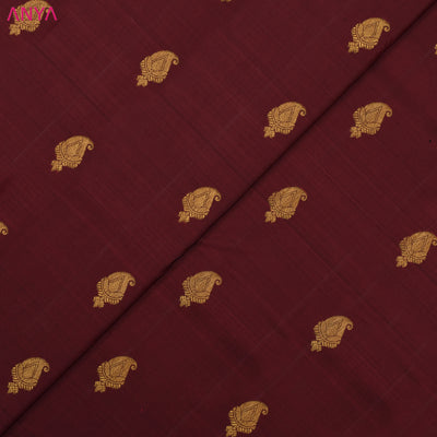 Maroon Kanchi Silk Fabric with Mango Butta Design