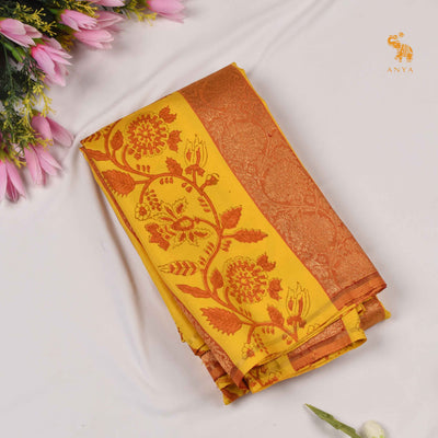 Mustard Printed Kanchi Silk Saree