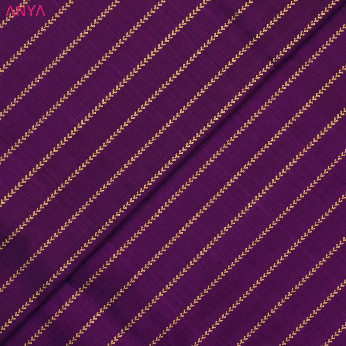 Black Magenta Kanchi Silk Fabric with Kathir Lines Design