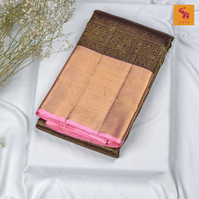 V Pakku Kanchipuram Silk Saree with Box Zari Creeper Design