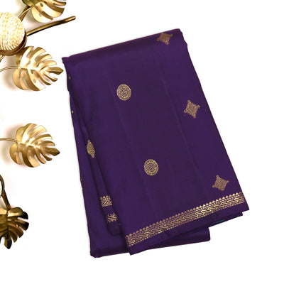 Violet Kanchipuram Silk Saree with Zari Butta Design