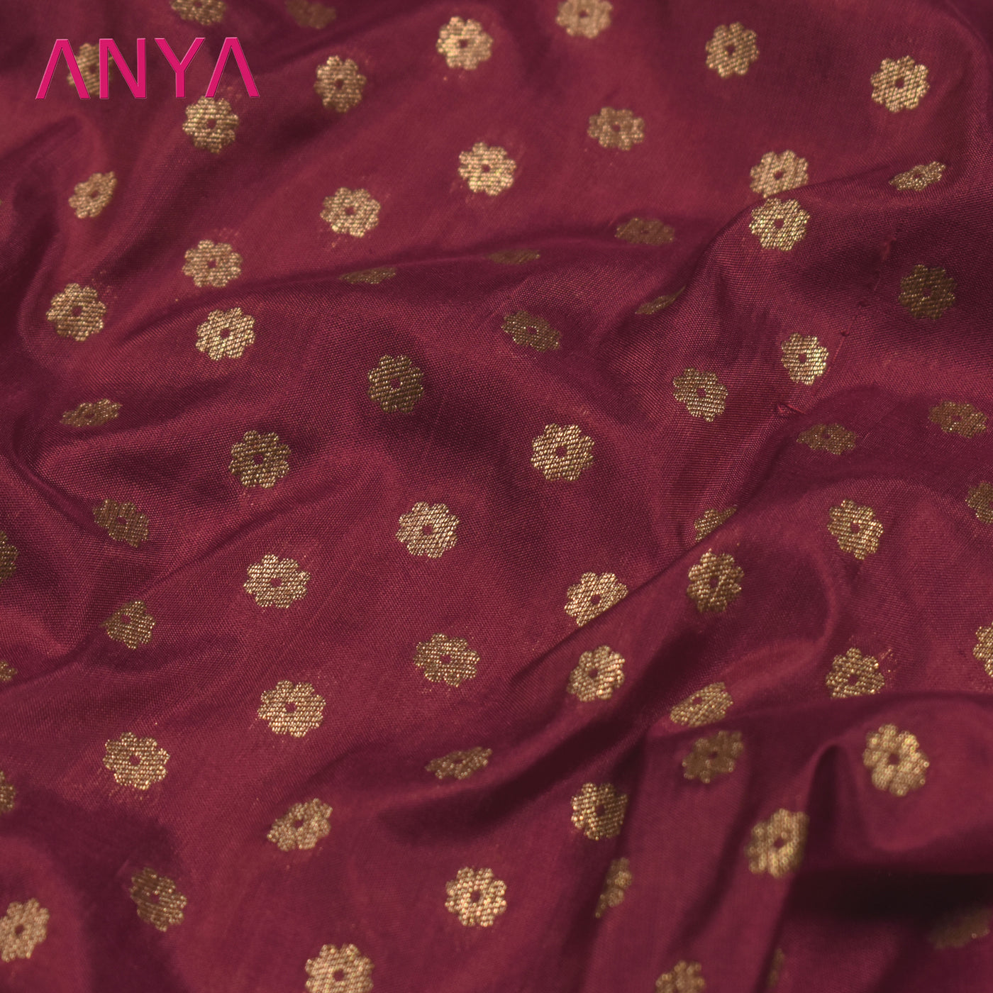 Maroon Banarasi Silk Fabric with Kammalam Butta Design