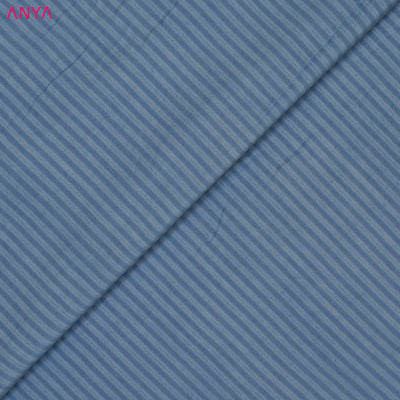 Blue Cotton Fabric with Stripes Design