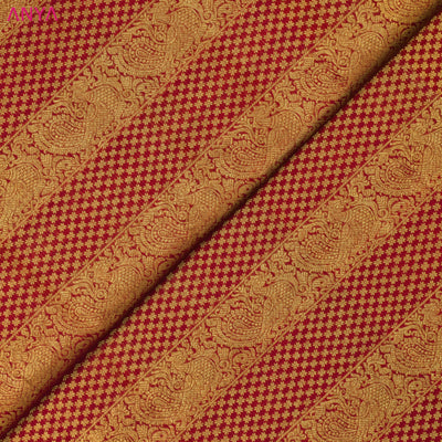Maroon Kanchi Silk Fabric with Annam and Star Butta Design