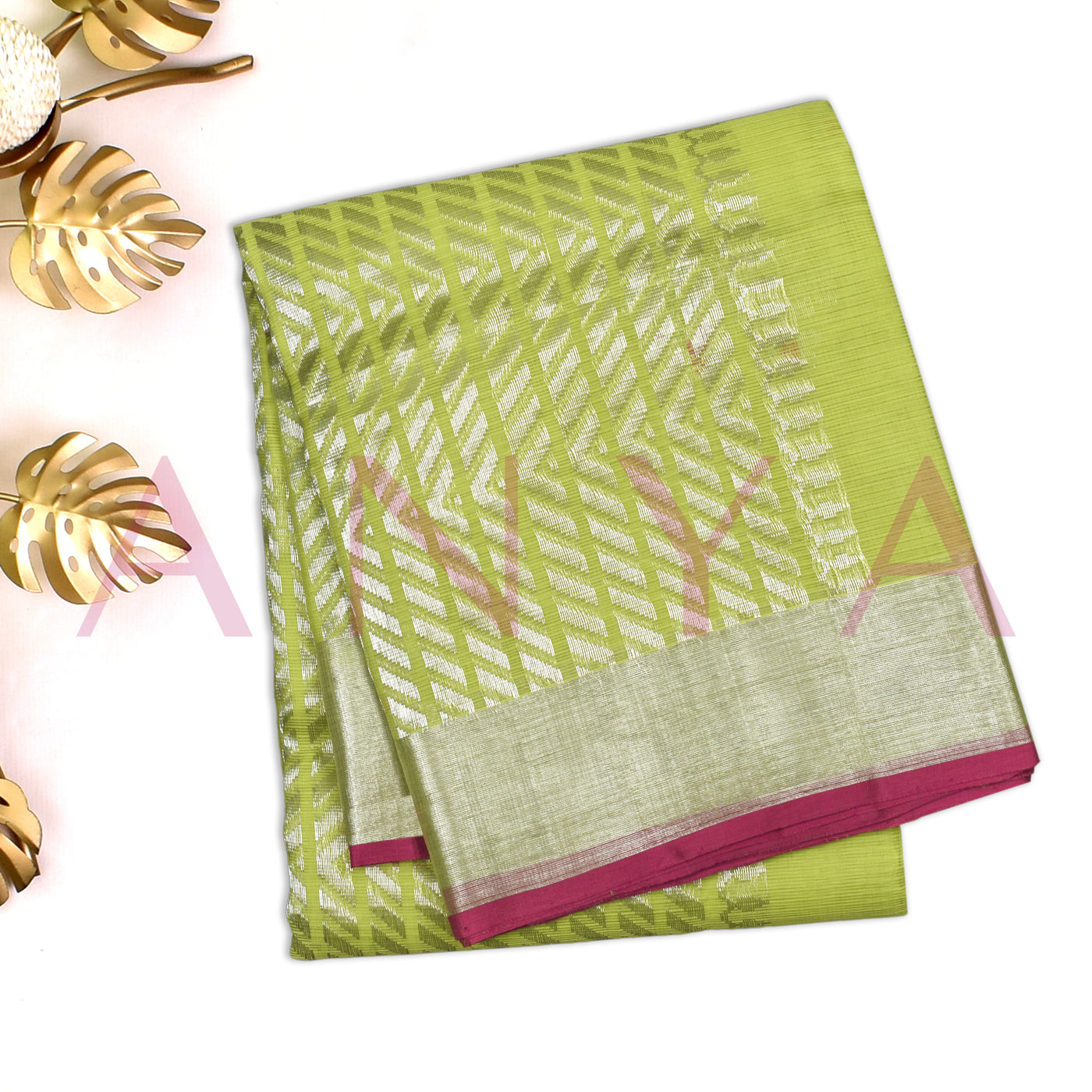 Samagha Green Zari Kota Saree with Zari Butta Design