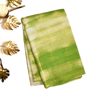 Off White and Samagha Green Shibori Kanchi Silk Saree