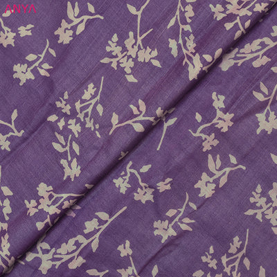 Lavender Tussar Silk Fabric with Creeper Design