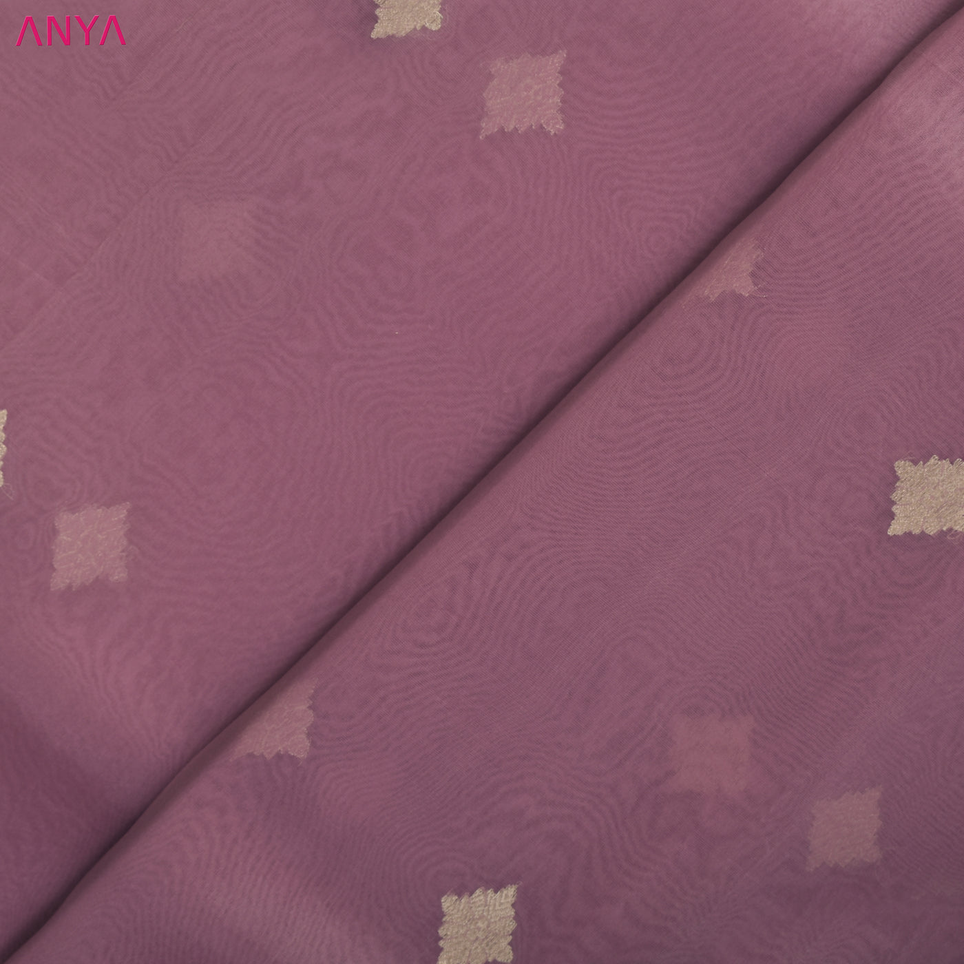 Lilac Organza Fabric with Flower Butta Design