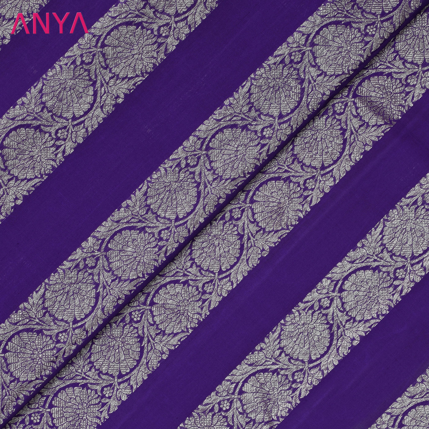 Violet Kanchi Silk Fabric with Kodi Creeper Design