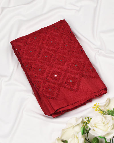 Maroon Tussar Kutch Work Blouse Fabric